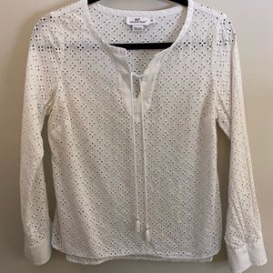 Vineyard Vines White Open Lace Detail Top
